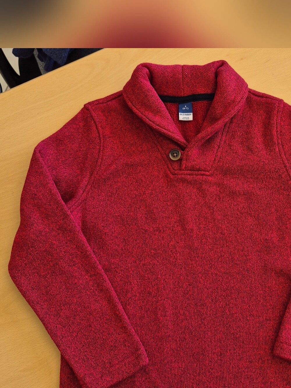 Old Navy Boy’s Red Shawl Collar Sweater